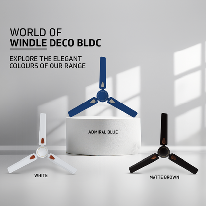 Windle Deco BLDC Ceiling fan with Remote, 1.2 m, 5-Star Rated, White