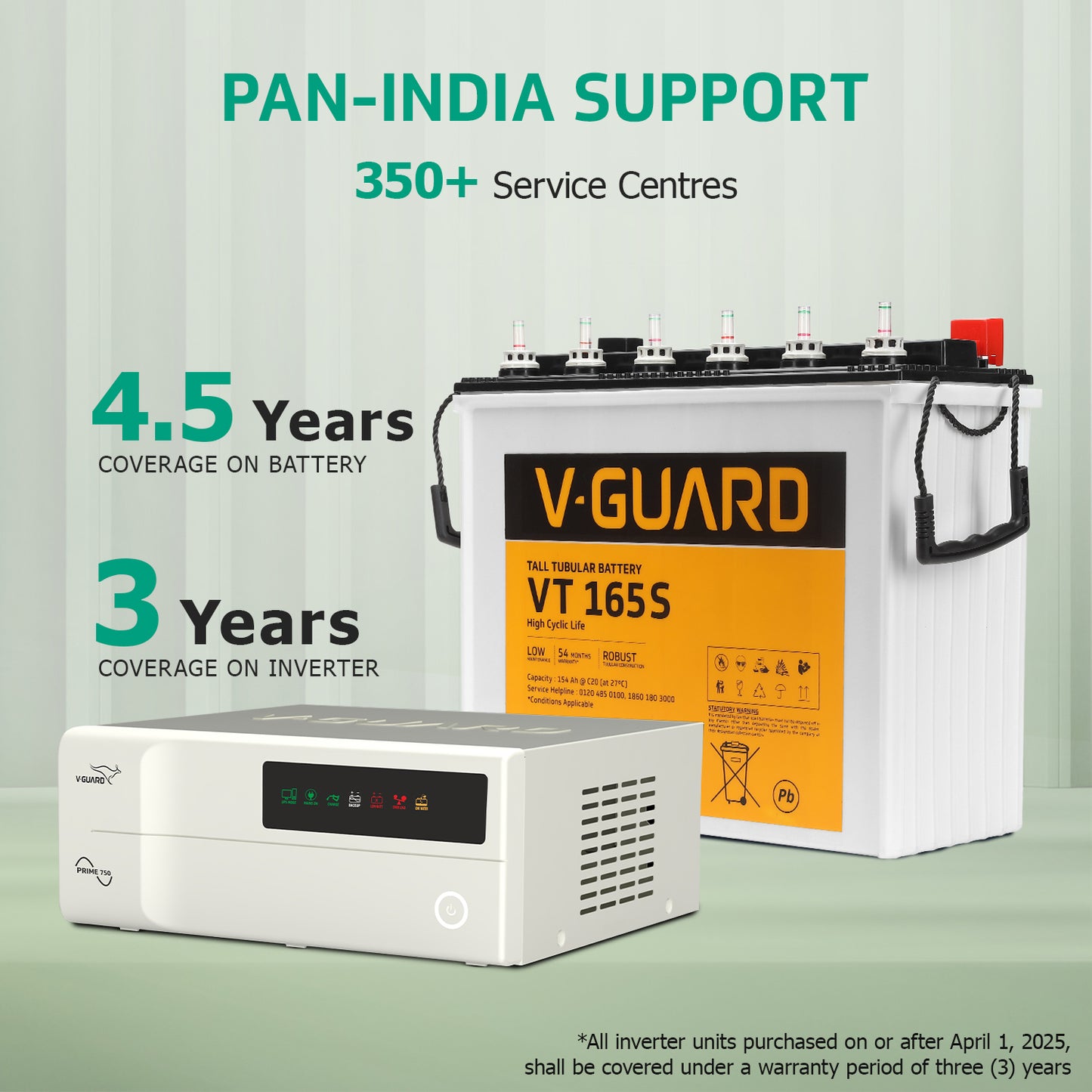 Prime 750 Sine Wave Inverter + VT 165S Battery combo for Home, Office and Shops
