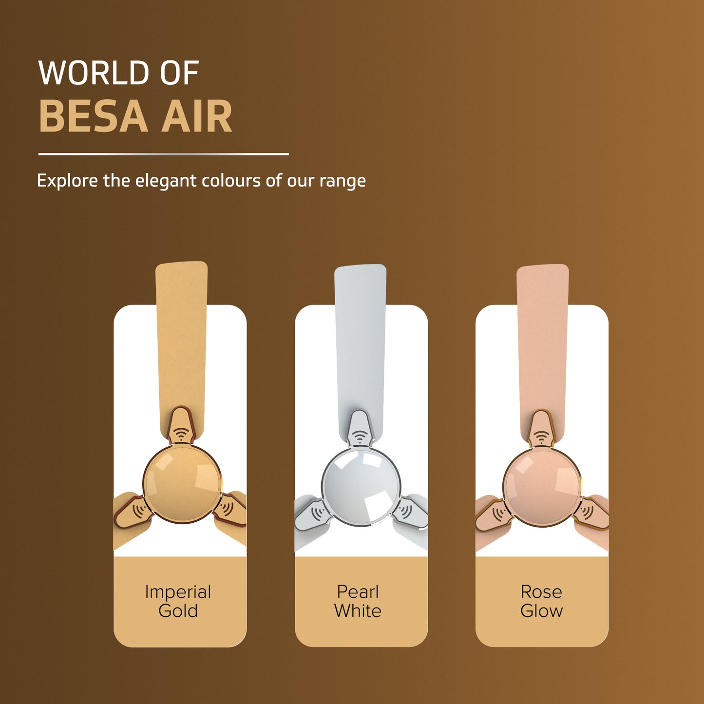 Besa Air Ceiling Fan For Home, High-Speed Copper Motor, Decorative Trims, 1.2 m, Imperial Gold