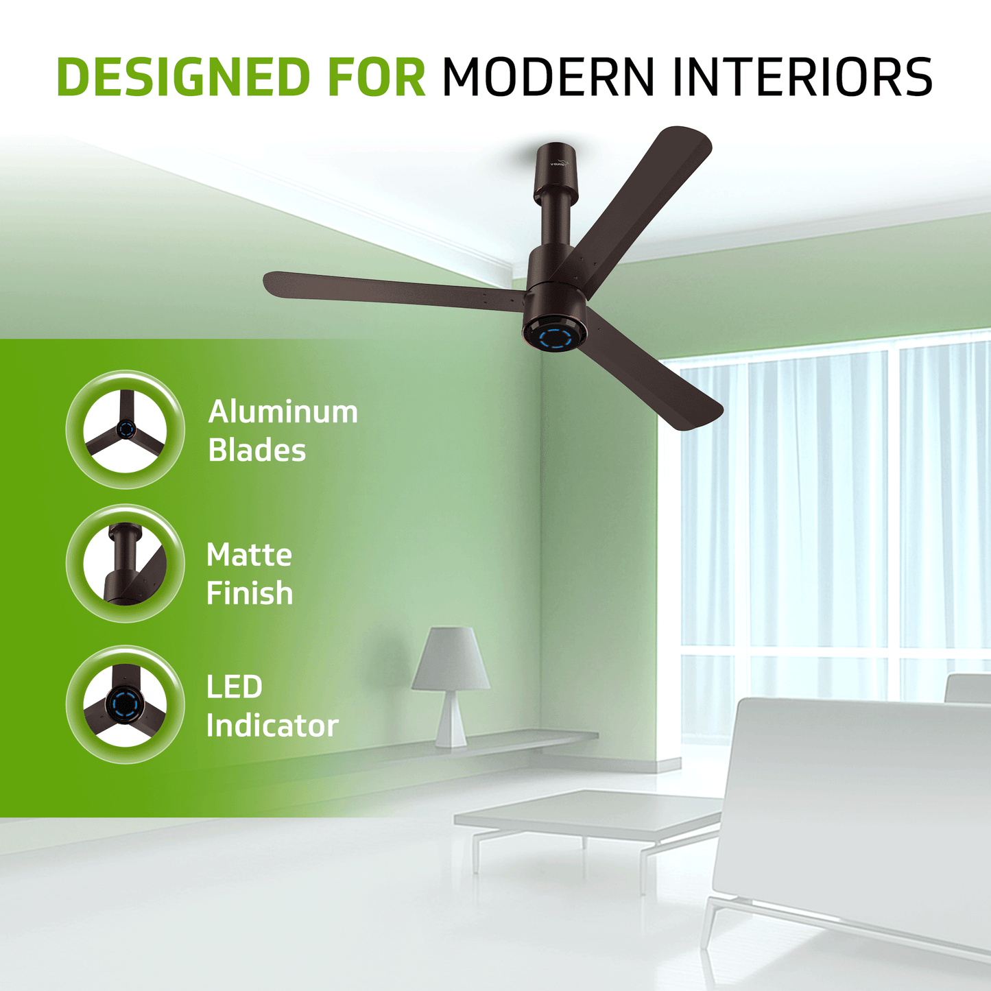 V-Guard INSIGHT-X Premium BLDC Ceiling Fan For Home | 6 Speed Settings | 5-Star Energy Saving | Convenient Remote Control | High-Speed 100% Copper Motor | 1.2M (Elegance Brown Matte)