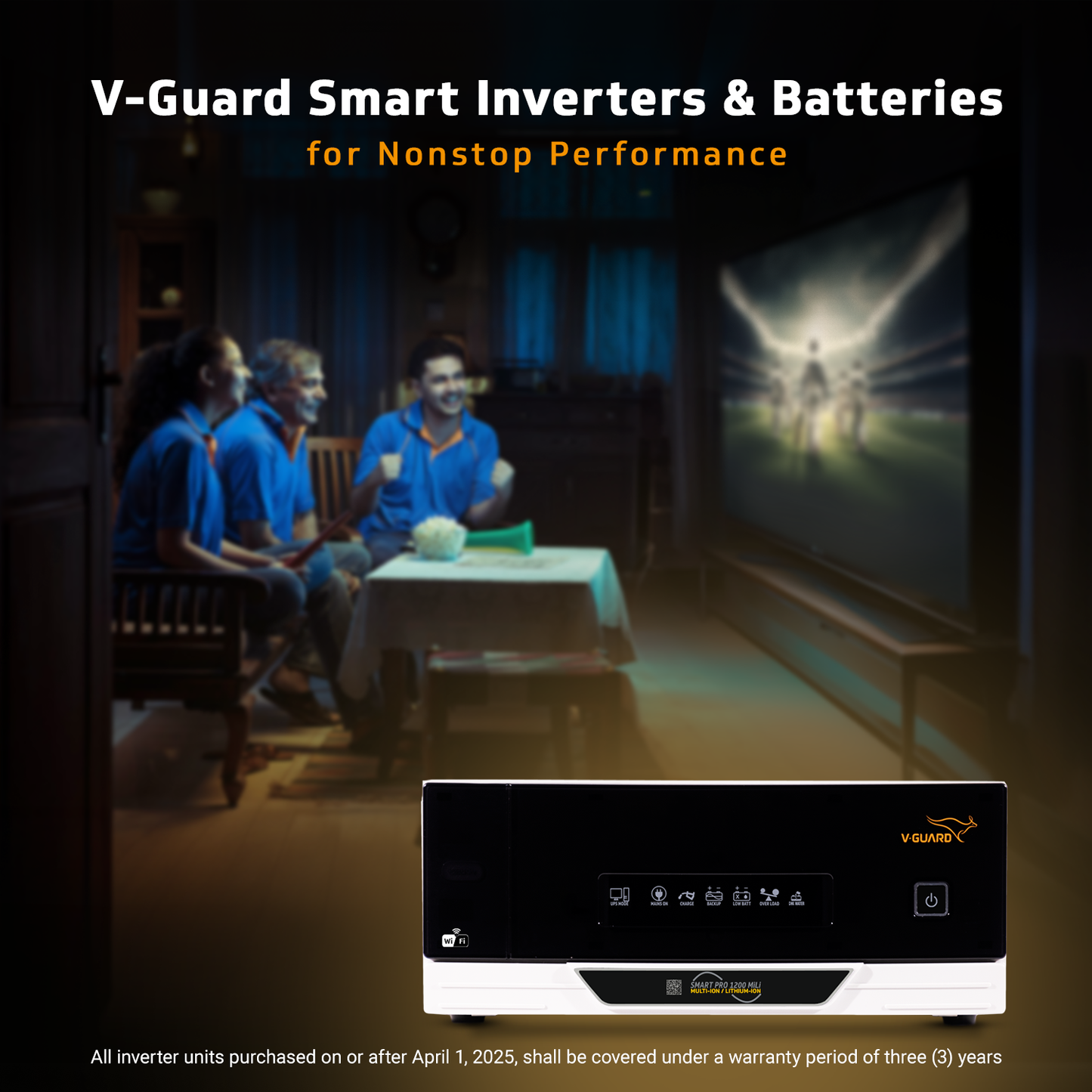 V-Guard Smart Pro 1200 MiLi (Multi ion Lithium ion Compatible) Inverter | 1000VA / 12V Pure Sine Wave | Smart IoT with Mobile App Control | LED Display | Easy Installation | Reliable Power Backup | 3-Year Warranty