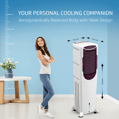 Arido T50 H DG Air Cooler for Home | Remote Comfort |50 Litre | 2 Year Warranty on Motor & Pump | White & Purple Burry