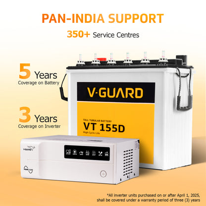 Prime 1150 Pure Sine Wave Inverter + VT 155D Battery Combo for Home, Office & Shops