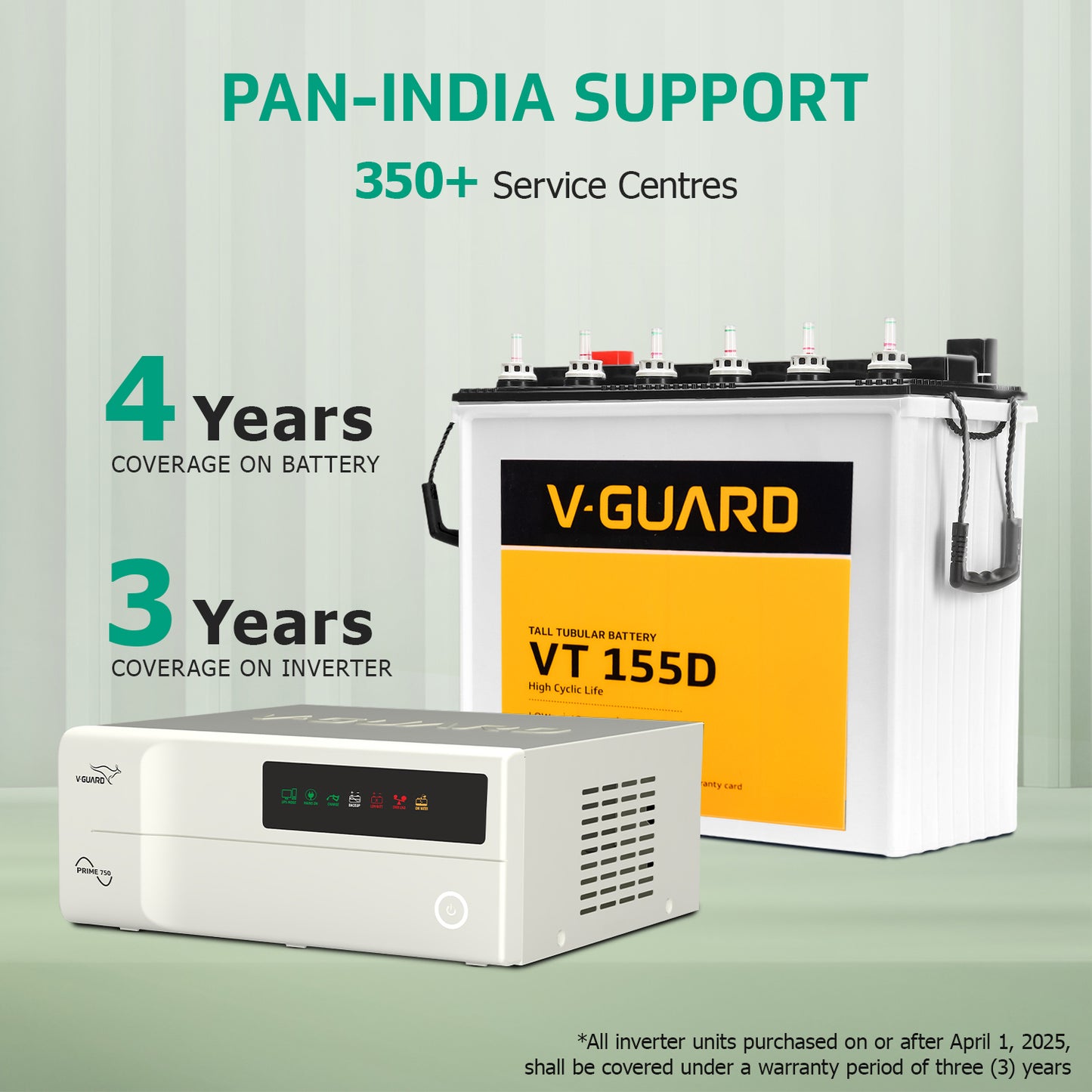 PRIME 750 Inverter + VT 155D Battery Combo for Home, Office & Shops