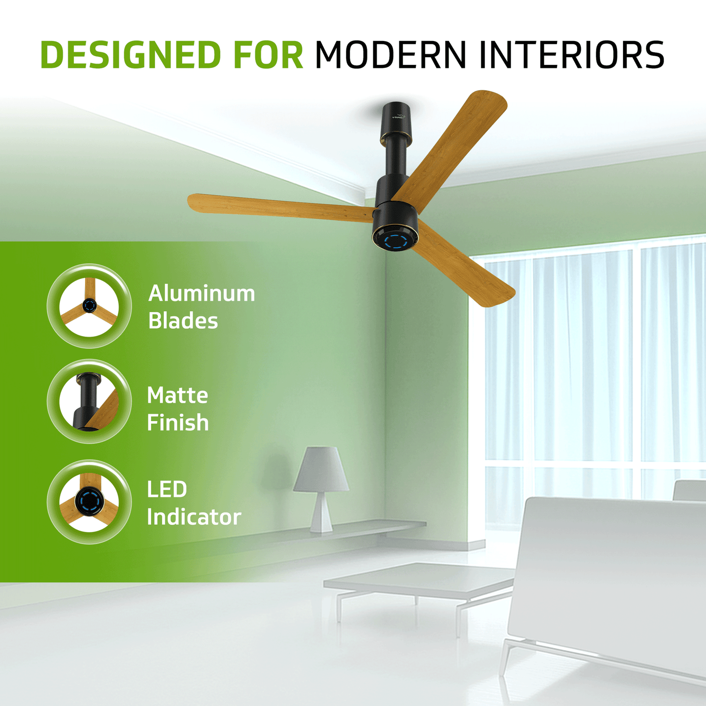 V-Guard INSIGHT-X Premium BLDC Ceiling Fan For Home | 6 Speed Settings | 5-Star Energy Saving | Convenient Remote Control | High-Speed 100% Copper Motor | 1.2M (Choco Gold Wood)