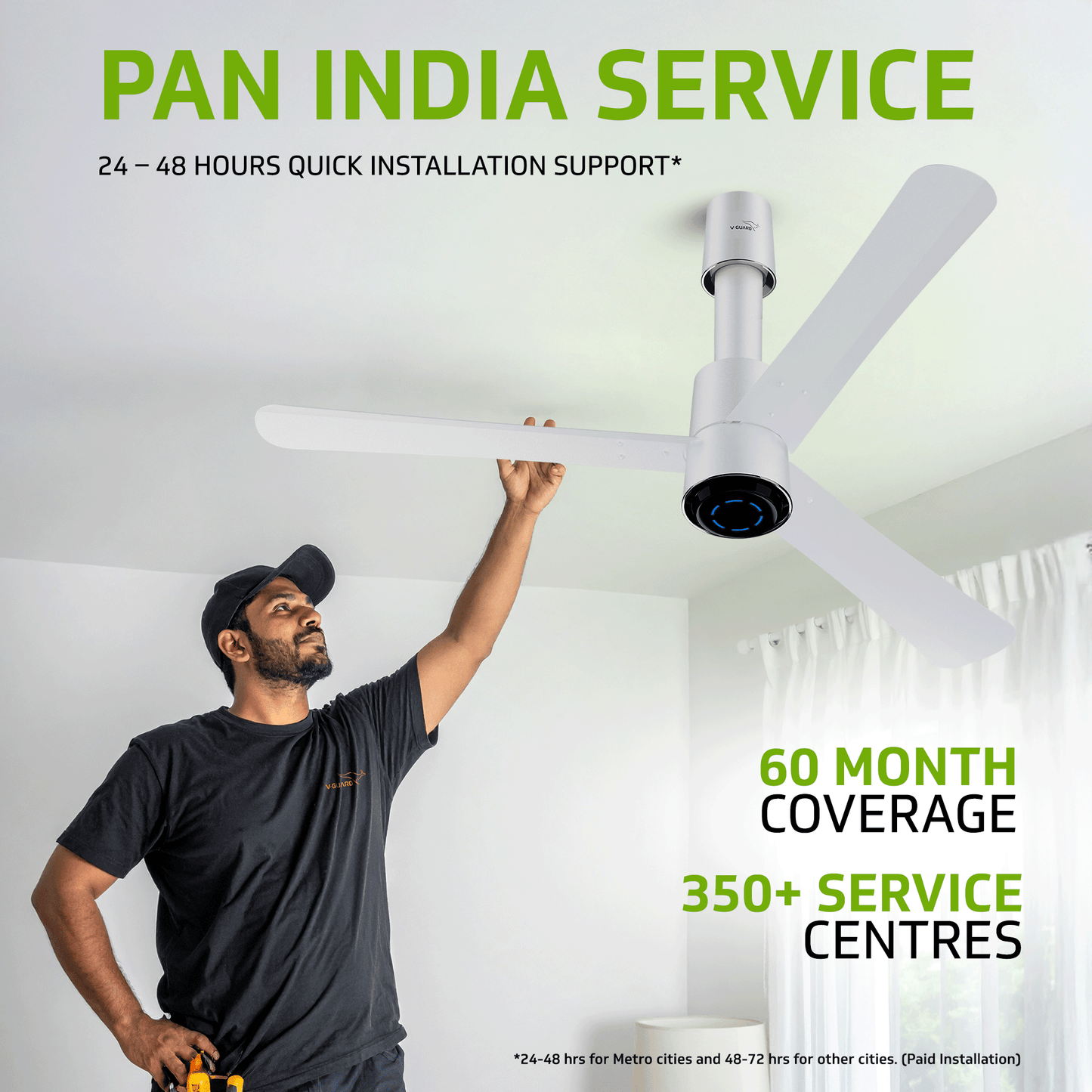 V-Guard INSIGHT-G Premium BLDC Ceiling Fan For Home | 6 Speed Settings | 5-Star Energy Saving | Convenient Remote Control | High-Speed 100% Copper Motor (Blossom White Matte)