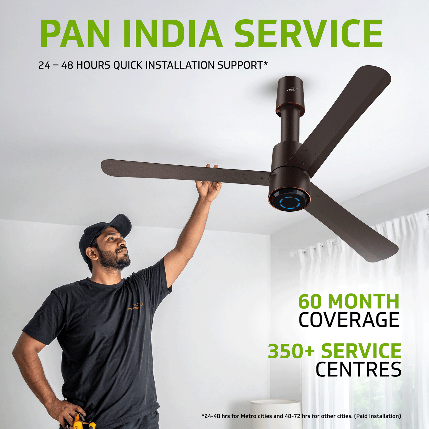 V-Guard INSIGHT-G Premium BLDC Ceiling Fan For Home | 6 Speed Settings | 5-Star Energy Saving | Convenient Remote Control | High-Speed 100% Copper Motor (Choco Brown Glossy)