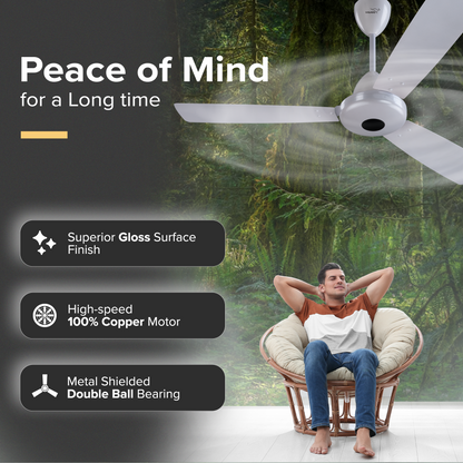 Ecowind Pro BLDC Motor Ceiling Fan with Remote, 1.2 m, Pearl White, 5 Star, Anti-Dust