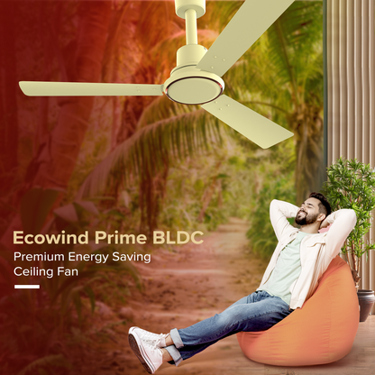 Ecowind Prime BLDC Motor Ceiling Fan with Remote, 1.2 m, Ivory, 5 Star, Anti-Dust