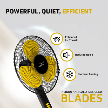 V-Guard Esfera STS Plus Neo Pedestal Cum Table Fan | Versatile 2-In-1 Operation | 1350 RPM Motor | Customisable Tilt And Oscillation Control | Yellow Black | 40 cm (400mm)