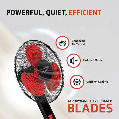 V-Guard Esfera STS Plus Neo Pedestal Cum Table Fan | Versatile 2-In-1 Operation | 1350 RPM Motor | Customisable Tilt And Oscillation Control | Red Black | 40 cm (400mm)