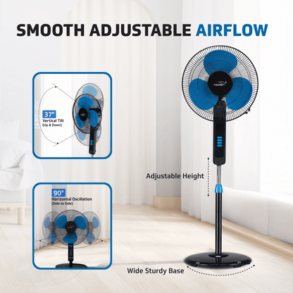 V-Guard Esfera STS Plus Neo Pedestal Cum Table Fan | Versatile 2-In-1 Operation | 1350 RPM Motor | Customisable Tilt And Oscillation Control | Blue Black | 40 cm (400mm)