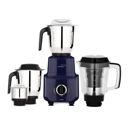 Citius 750 Watt Juicer Mixer Grinder, 3 Year Motor Warranty, 4 Jars(Chutney, Dry, Wet & Juicer), Sturdy Juicer Jar with QuadraFlow Design (Blue)