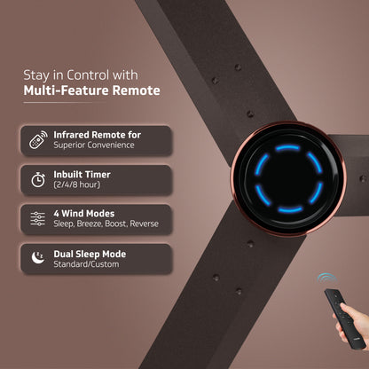 V-Guard INSIGHT-X Premium BLDC Ceiling Fan For Home | 6 Speed Settings | 5-Star Energy Saving | Convenient Remote Control | High-Speed 100% Copper Motor | 1.2M (Elegance Brown Matte)