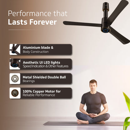 V-Guard INSIGHT-G Premium BLDC Ceiling Fan For Home | 6 Speed Settings | 5-Star Energy Saving | Convenient Remote Control | High-Speed 100% Copper Motor (Elegance Brown Matte)