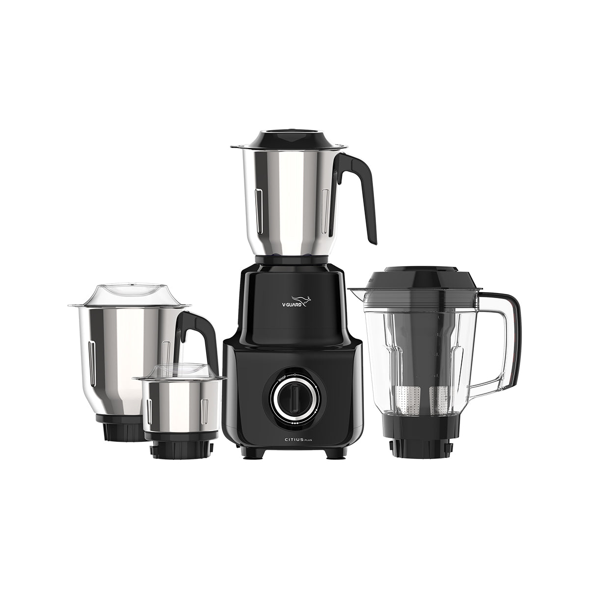 Citius 750 Watt Juicer Mixer Grinder, 3 Year Motor Warranty, 4 Jars(Chutney, Dry, Wet & Juicer), Sturdy Juicer Jar with QuadraFlow Design