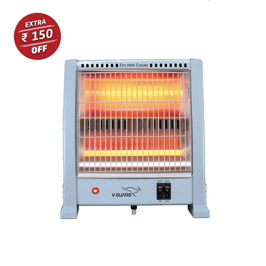 V-Guard EQT 800 Quartz Room Heater Noise free One year Warranty Automatic tips over protection Quick Heating