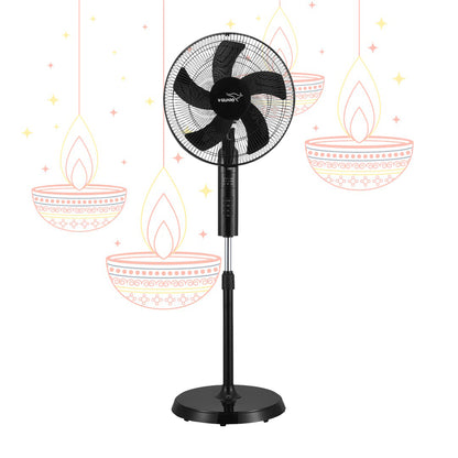 Esfera Remote 5 Blade 40 cm Pedestal Fan, Black