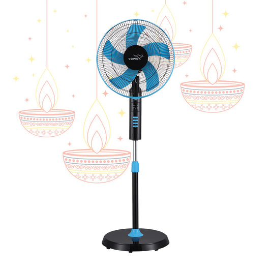 Esfera Remote 5 Blade 40 cm Pedestal Fan, Blue Black