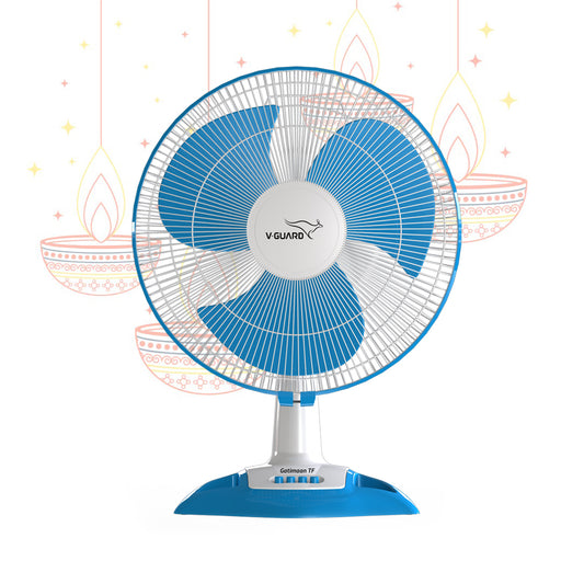 Gatimaan TF Ultra High Speed Table Fan, White Blue