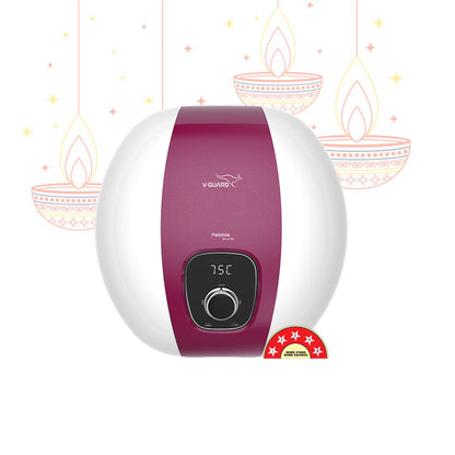 V-Guard Pebble Shine DG 25 Litre Water Heater Geyser with Digital Display | BEE 5 Star Rating | Free PAN India Installation & Connection Pipes