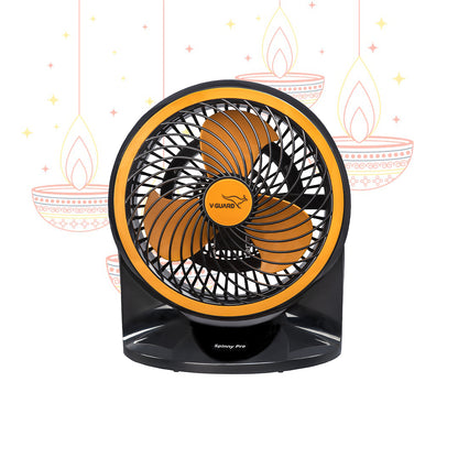 Spinny Pro multipuprose personal fan, table and wall mount, 2100 RPM, Orange Black