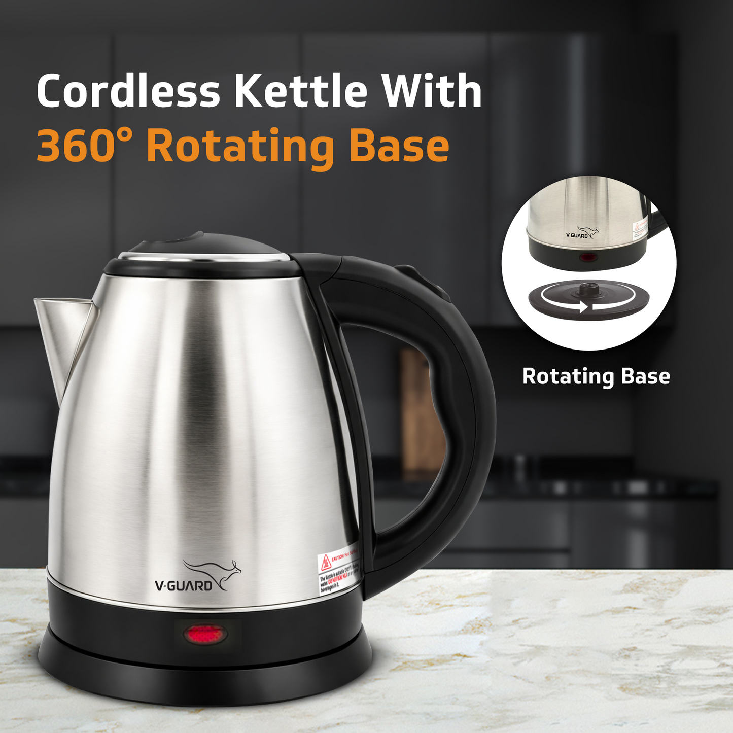 VKS15 Electric Kettle for hot water | 1.5 Litre 1500 watt, Stainless Steel Hot water kettle | Power Indicator | Auto cut-off