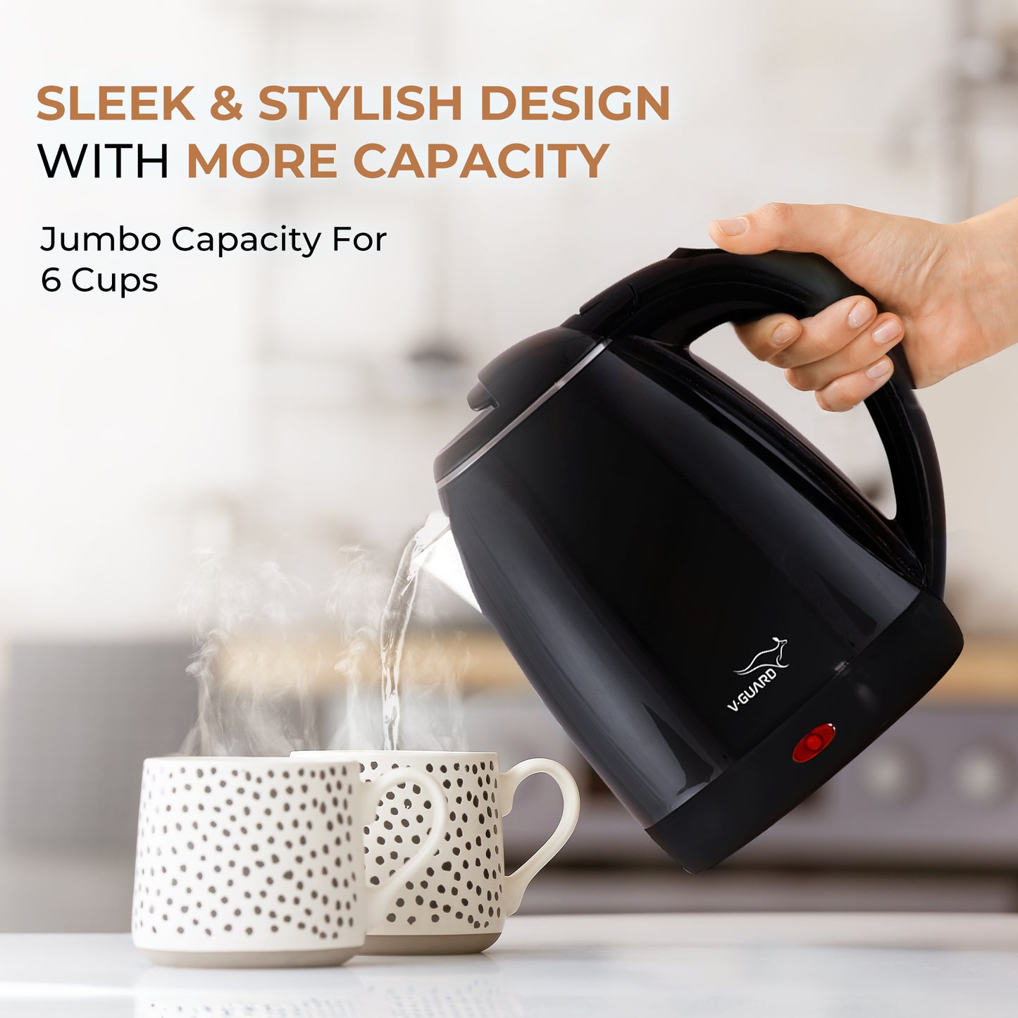 VKP15 Prime 1.5 Litre Electric Kettle for hot water | Double Wall with Cool Touch Body | 2 year warranty |1500 Watt