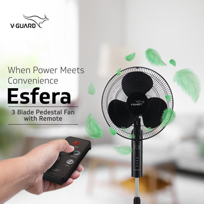 Esfera Remote 16 Black Pedestal Fan