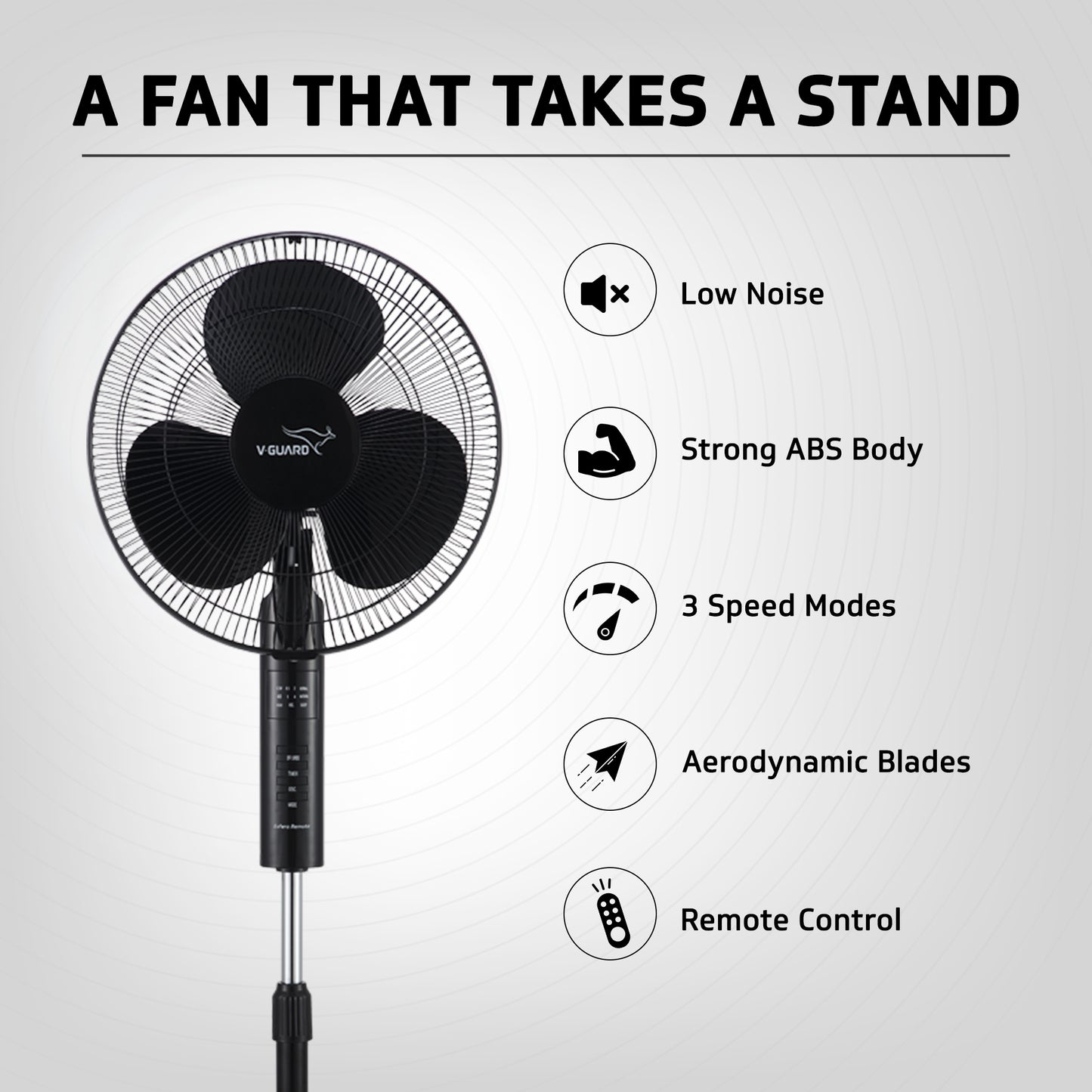 Esfera Remote 16 Black Pedestal Fan