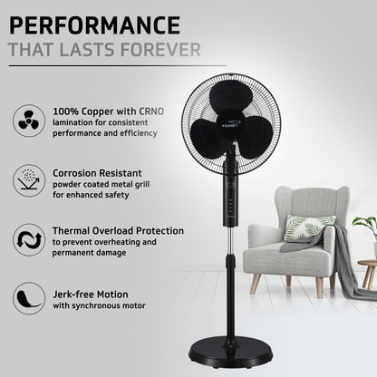 Esfera Remote 16 Black Pedestal Fan