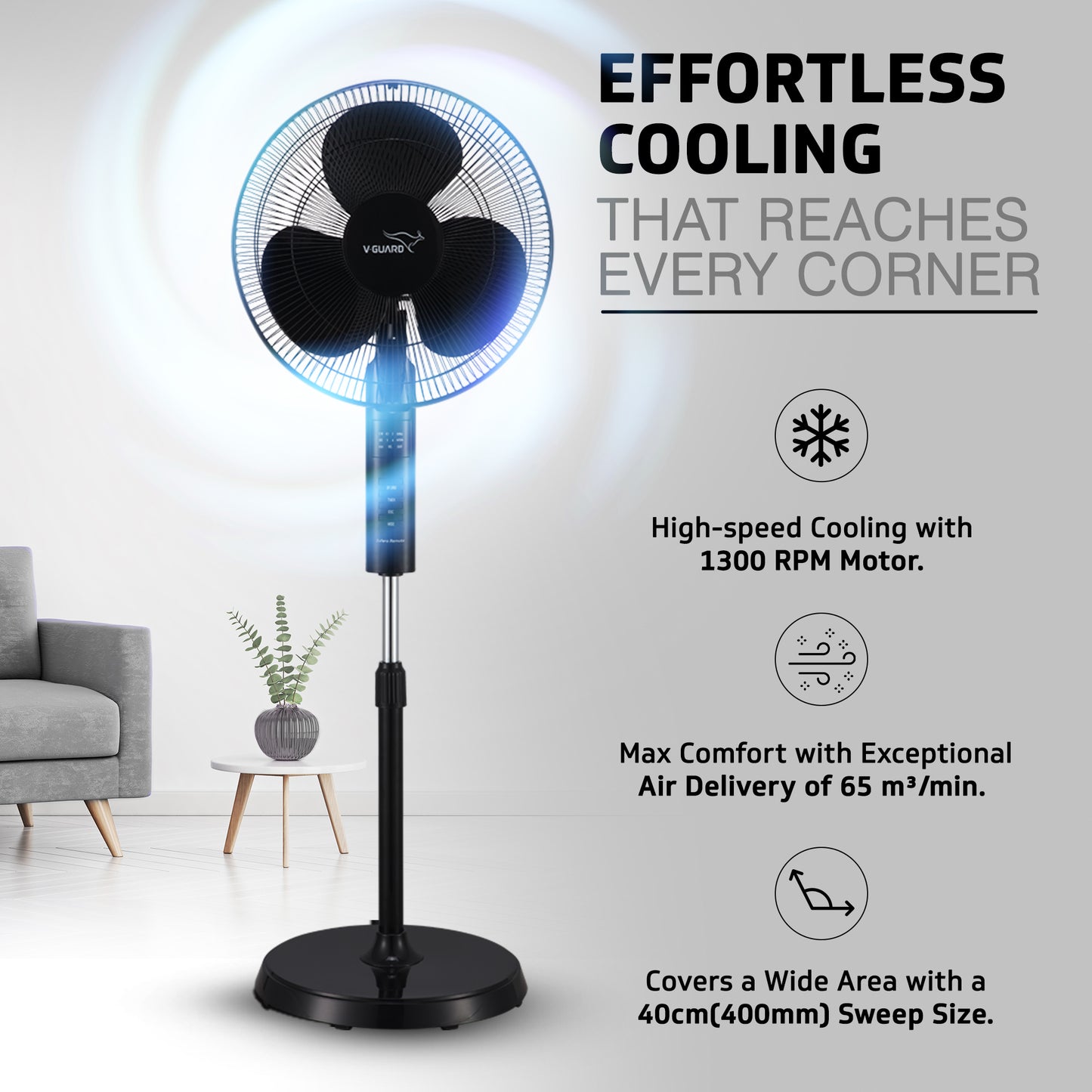 Esfera Remote 16 Black Pedestal Fan