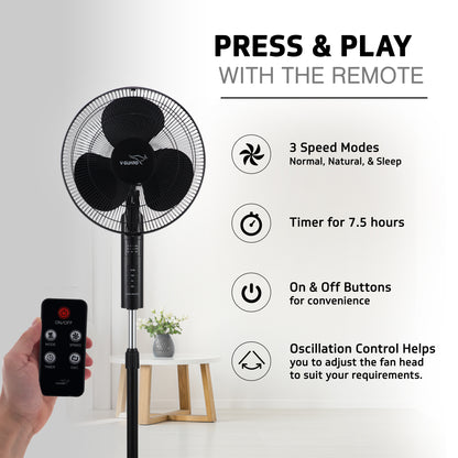 Esfera Remote 16 Black Pedestal Fan