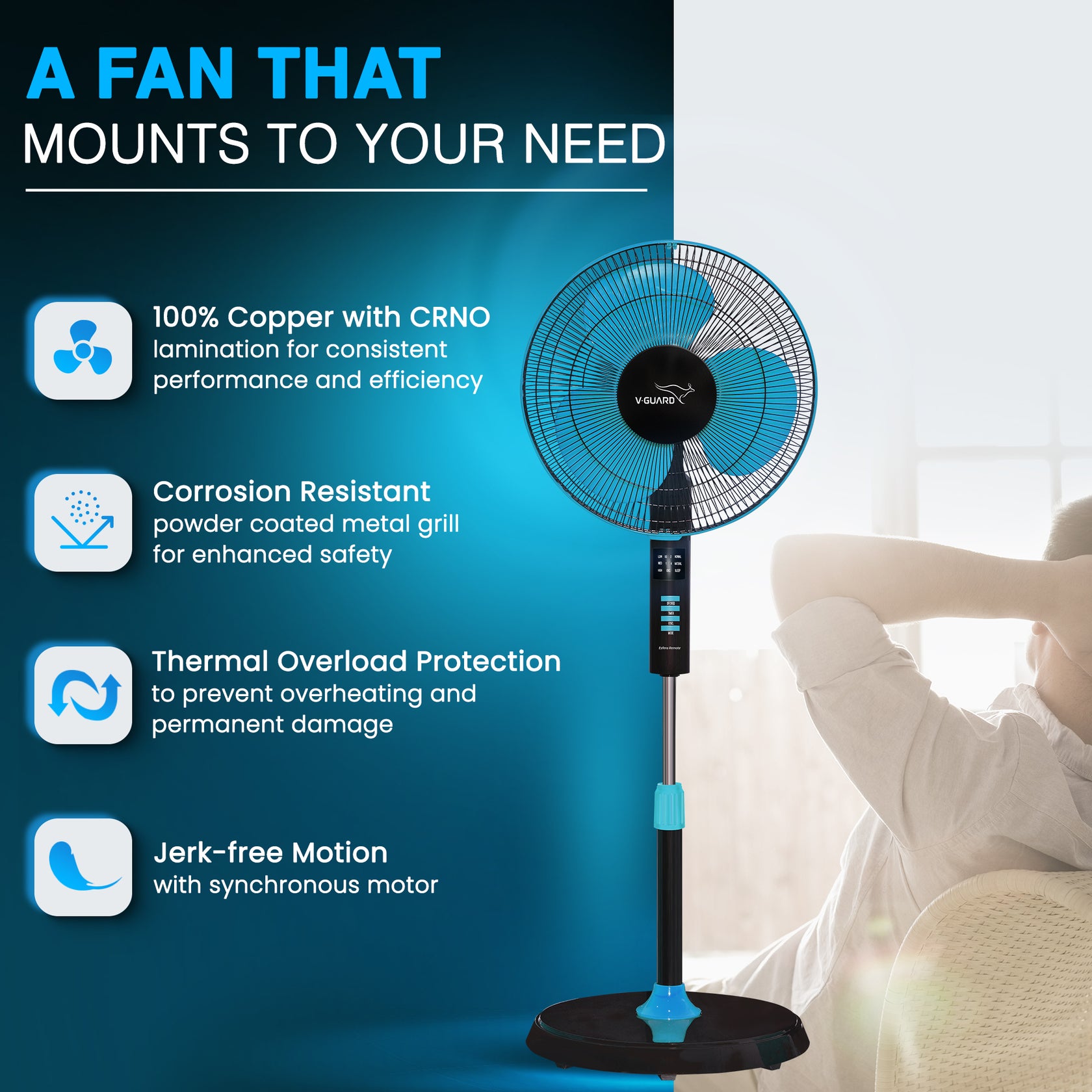 VGuard Industries Limited Esfera Pedestal Fan with Remote Control, In