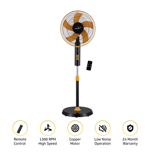 Esfera Remote 5 Blade 40 cm Pedestal Fan, Orange Black