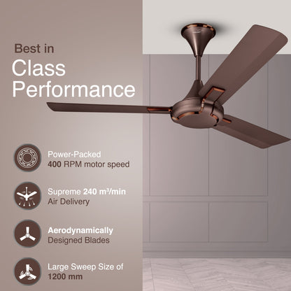 Exado Pro AS Anti Dust High Speed Ceiling Fan for Home 1.2 m, Elegant Brown