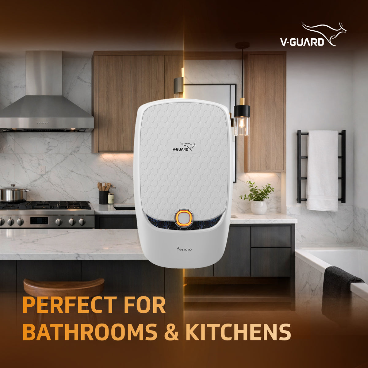 V-Guard Fericio Instant Water Heater | 3 Litre | 3000W Heating | Free Connection Pipes & Installation(₹1000/-Benefit)