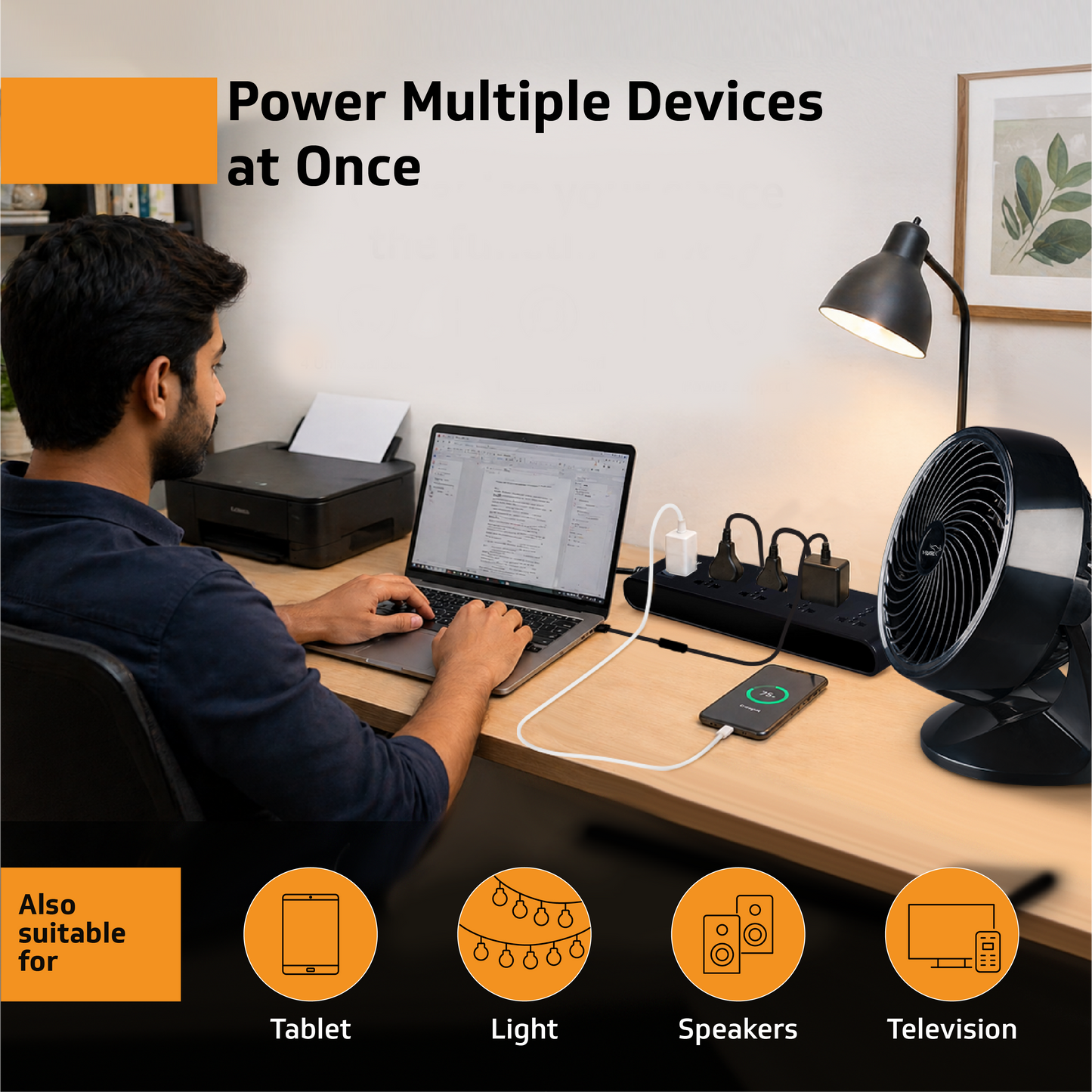 V-Guard Extension Board for Home & Office | 4+1 Power Strip with (MOV+Fuse) | 4 Universal Sockets | 1 Year Warranty | 1.5m Cord | 6A 1500VA Load | Fuse Protection | Wall Mountable | Master Switch