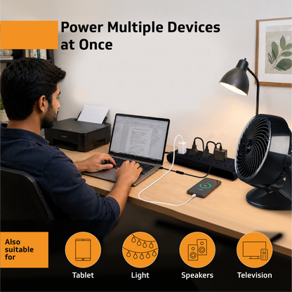 V-Guard Extension Board for Home & Office | 4+1 Power Strip with (MOV+Fuse) | 4 Universal Sockets | 1 Year Warranty | 5m Cord | 6A 1500VA Load | Fuse Protection | Wall Mountable | Master Switch