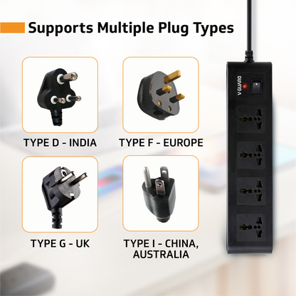 V-Guard Extension Board for Home & Office | 4+1 Power Strip with (MOV+Fuse) | 4 Universal Sockets | 1 Year Warranty | 3m Cord | 6A 1500VA Load | Fuse Protection | Wall Mountable | Master Switch