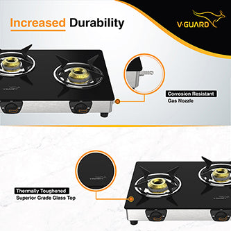 VGD 369 SX 3 Burner Glass Gas Stove | 2 Year Warranty