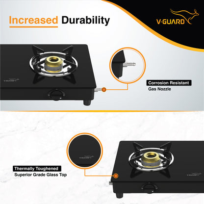 Vgd 260 PL 2 Burner Glass Gas Stove | Fully Efficient Hd Brass Burners | 1 Year Product Warranty