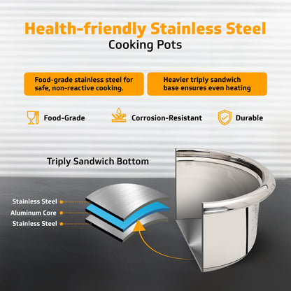 V-Guard VRCS 1.8-Litre Electric Rice Cooker with 2 Stainless Steel Pots, Spatula, Rice Separator | 5-Yr Heating Plate & 2-Yr Product Coverage by V-Guard | 700 W Power with Cook & Automatic Keep Warm Dual Cooking Modes