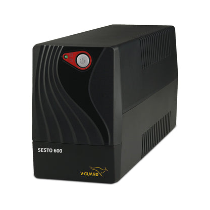 V-Guard Sesto 600 UPS for Power Backup & Protection | Capacity 600VA/300W | Working Range 140-300 VAC (Black)