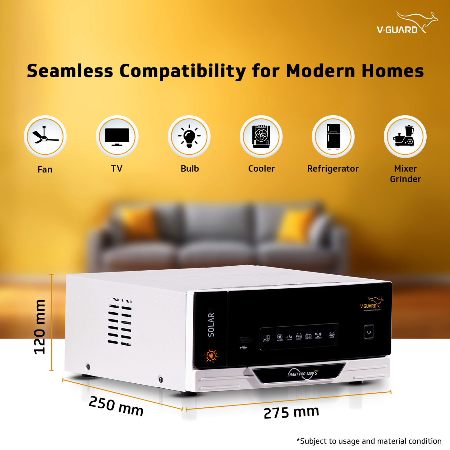Smart Pro 1200 s Pure Sine Wave 1000VA IoT Solar Inverter for Home, Office & Shops