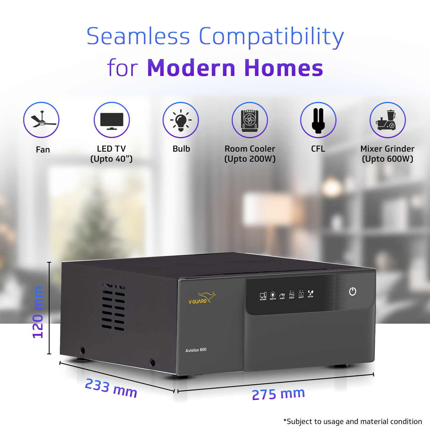 Aviolux 800 Square Wave 775VA Inverter for Home, Office, and Shop with 2 Year Warranty