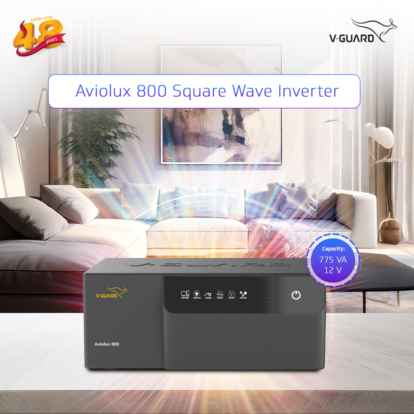 Aviolux 800 Square Wave 775VA Inverter for Home, Office, and Shop with 2 Year Warranty