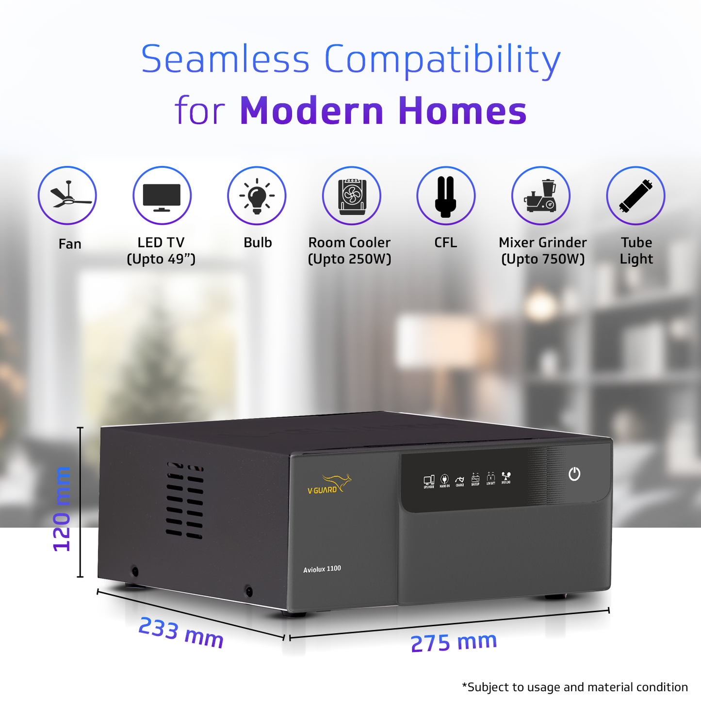 Aviolux 1100 Square Wave 950VA Inverter for Home, Office, and Shop with 2 Year Warranty