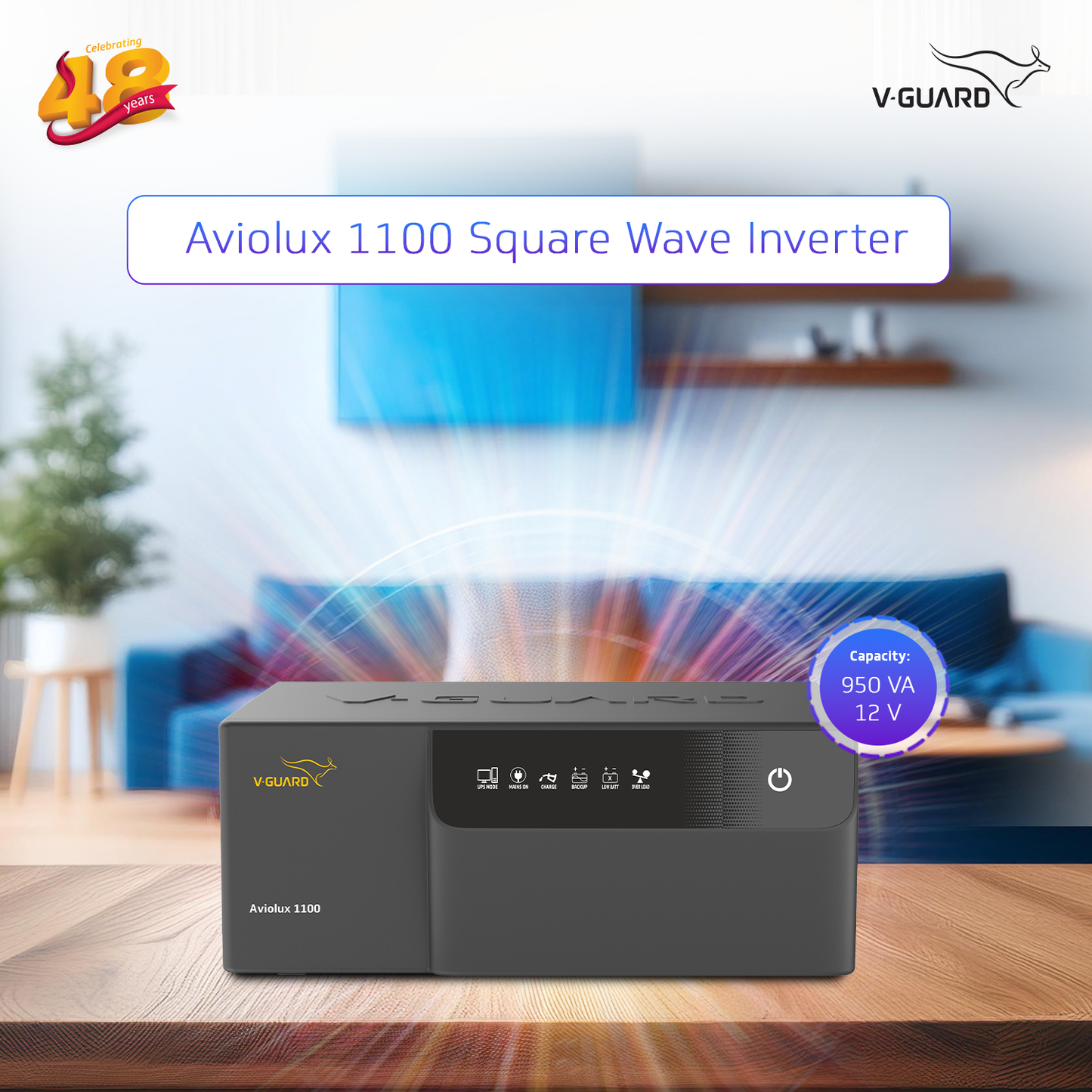 Aviolux 1100 Square Wave 950VA Inverter for Home, Office, and Shop with 2 Year Warranty