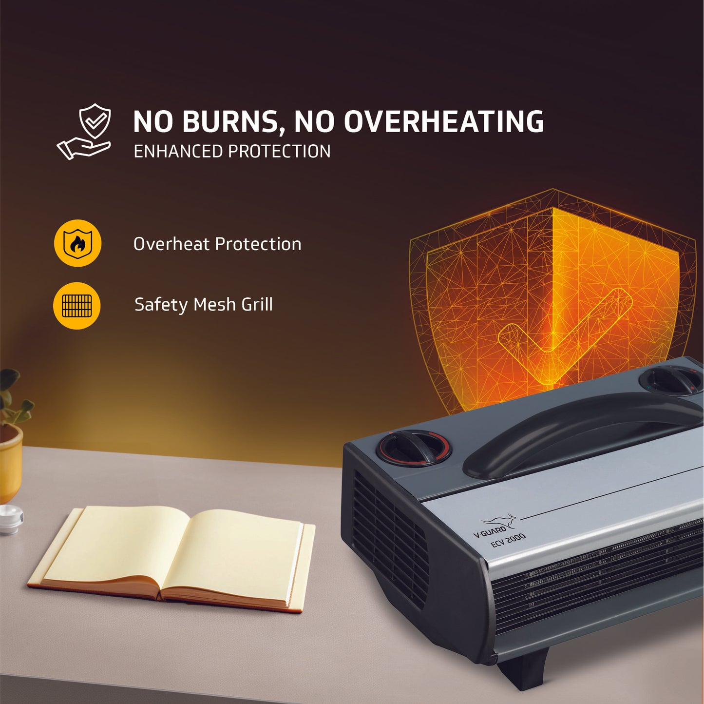 V-Guard Heat Convector ECV 2000 Over Heating Double protection, Dual Power Mode, Faster Heating